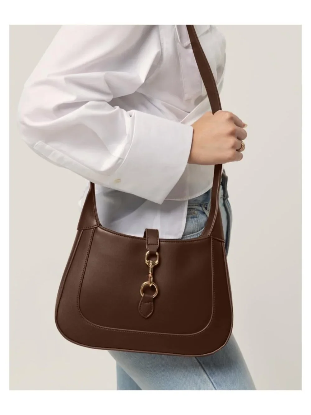 Small Trendy Hobo Shoulder Bag Faux Leather Adjustable Crossbody Purse